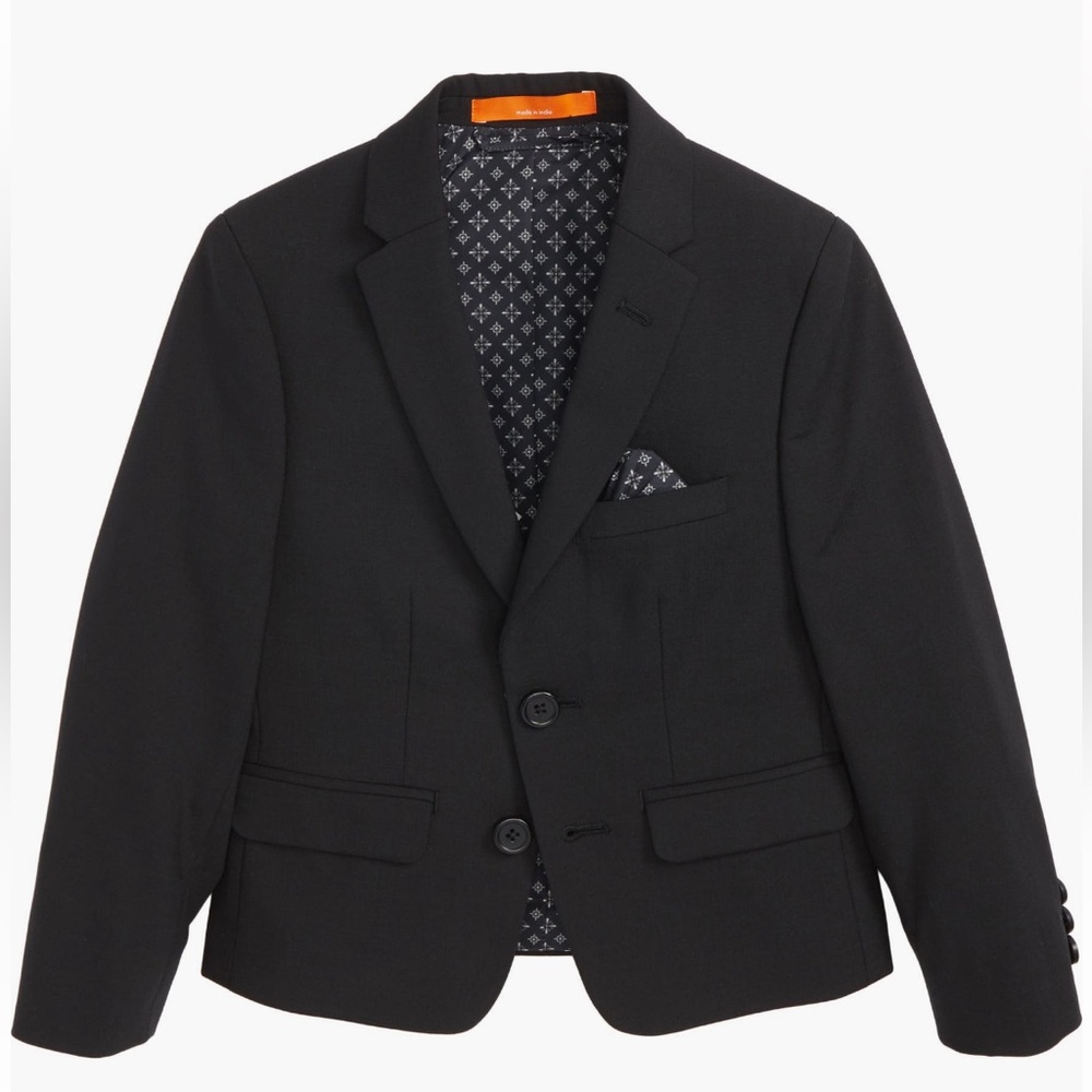 Tallia Solid Wool Blend Sport Coat - Boys 6 - Black